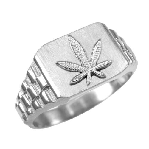 Gold Marijuana Leaf Mens Ring - Picture 2 of 7