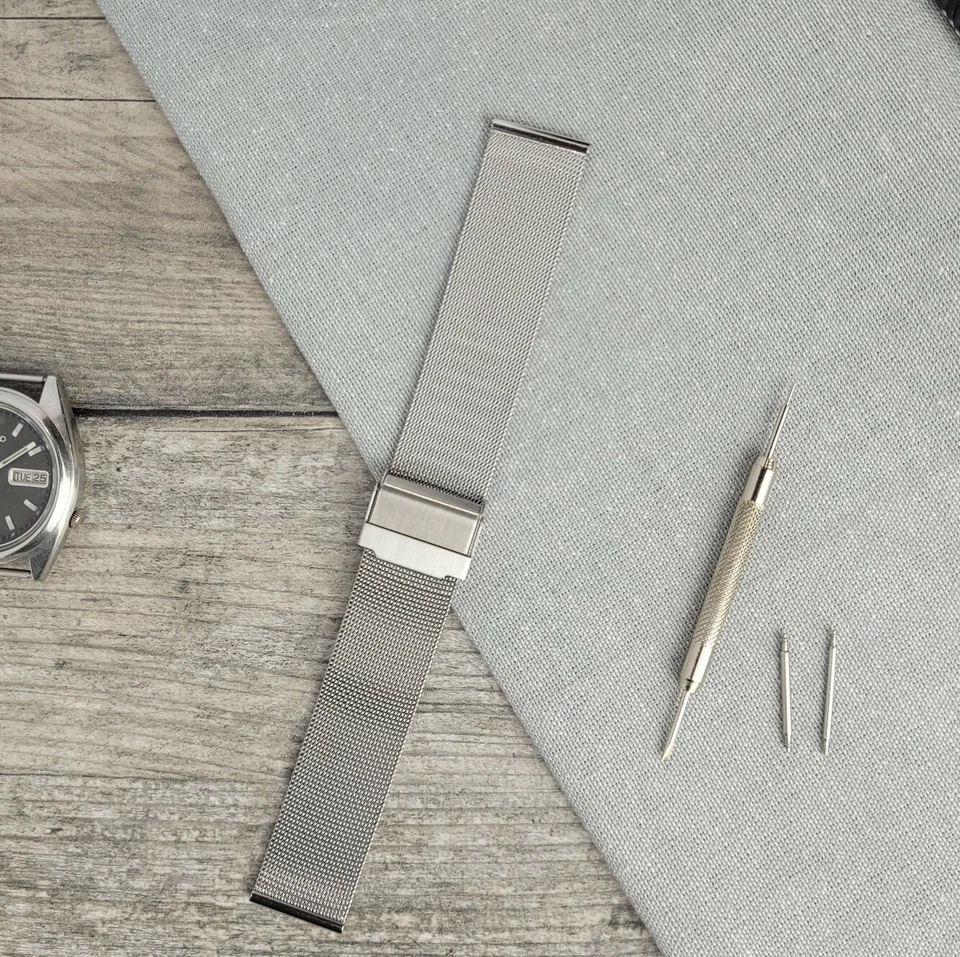 Steel Milanese Mesh Watch Bracelet Strap Band | Black Silver Gold 14/18/20/22mm Foto 2 de 4