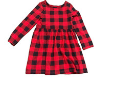 Cat  Jack Size 4T Girls Flannel Black/Red Buffalo Plaid Dress