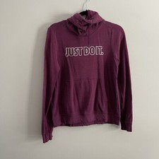 Nike Sportswear Women XS Burgundy Just Do It. Logo Funnel Neck Graphic Hoodie