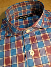 NWT Bogosse men's size 4 Large Long sleeve button down Shirt Fancy Checks Patter