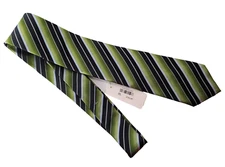 Geoffrey Beene Men's 100% Silk Necktie Striped Pattern 57" x 3" Tie Green Black