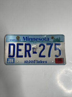 Minnesota License Plate # 125 DJL Sticker Blue White 2014