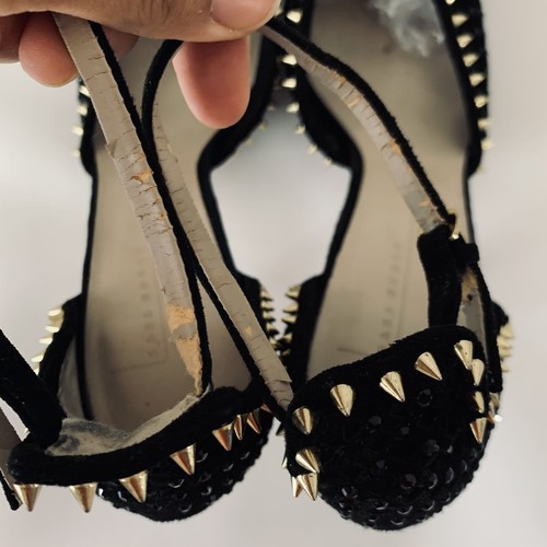 Zara Pumps Black Studded High Heels 40 US 9 Closed Toe Ankle Strap Edgy Stiletto - Picture 11 of 11