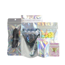 100 pcs Zip lock Bags Hologram Aluminum Foil Small Zip Lock Plastic Bags