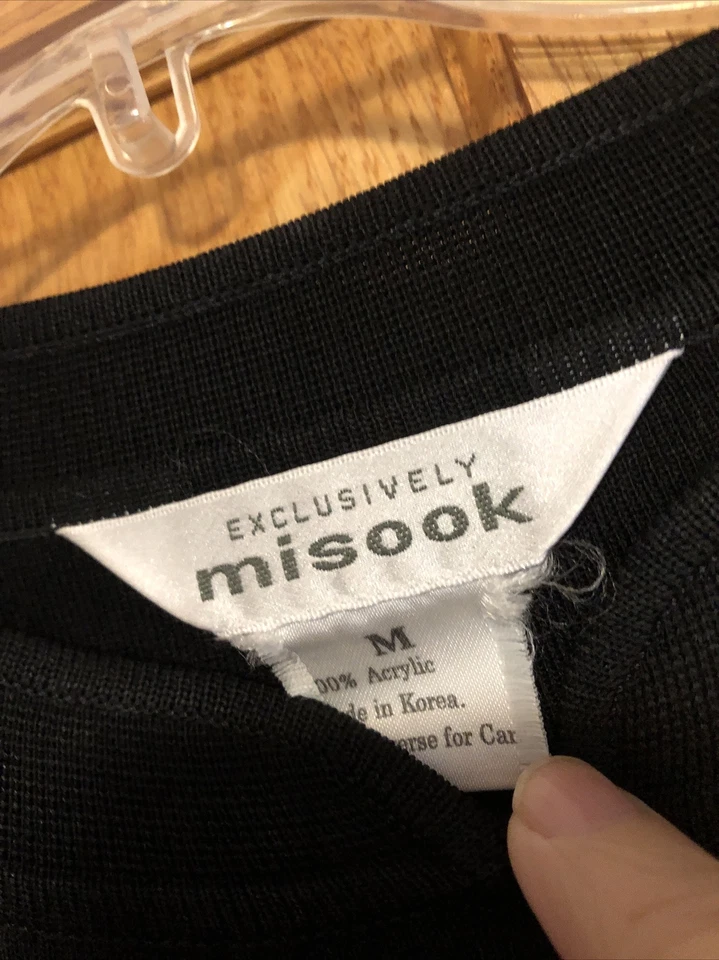 Exclusively Misook Long Black Lightweight Knit Dress M with Frogs Lovely EUC - Image 4 of 4