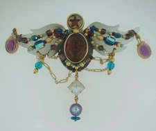 LIZTECH ARTISAN JEWELRY 1995 WINGED SCARAB BROOCH PIN  RARE LARGE EGYPTIAN