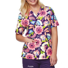  Small Tafford Women's Medical Uniform Scrub Top V-Neck Floral Print