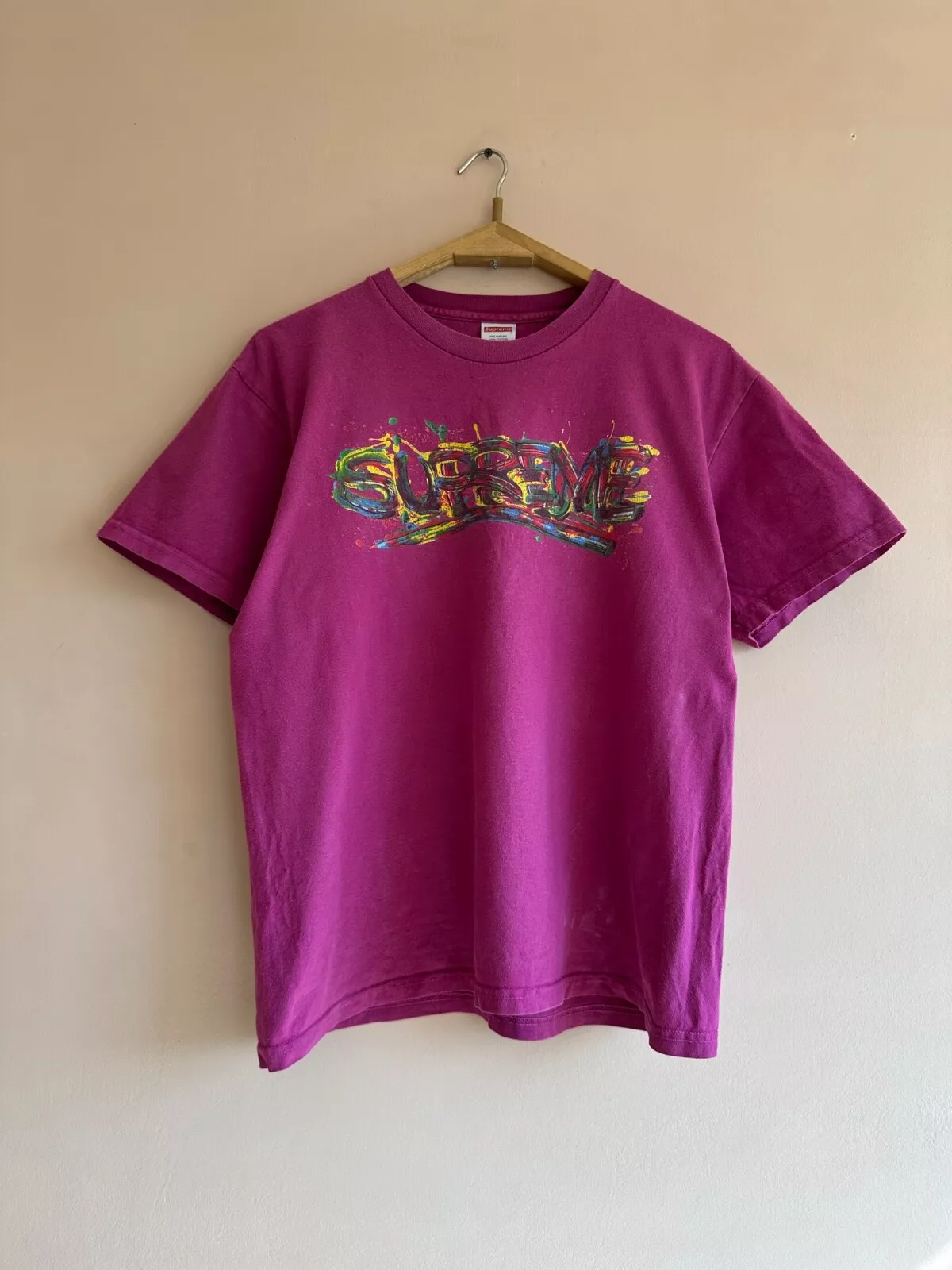 Tee shirt violet Supreme Paint Logo 