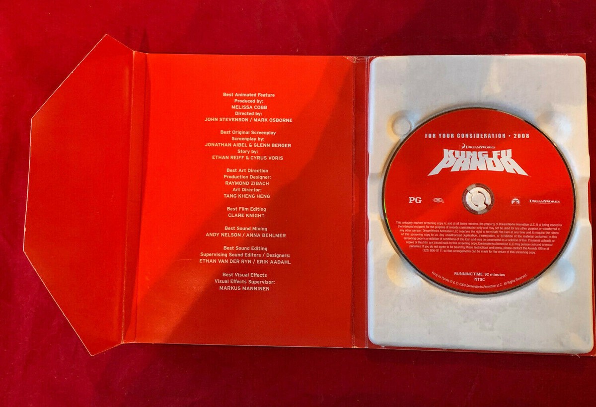 KUNG FU PANDA 2008 US FYC DVD NUMBERED FOR YOUR CONSIDERATION DVD
