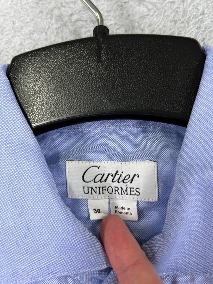 Cartier Uniforms Shirt Adult 38 Blue Button Up 100% Cotton Long Sleeve - Image 3 of 4