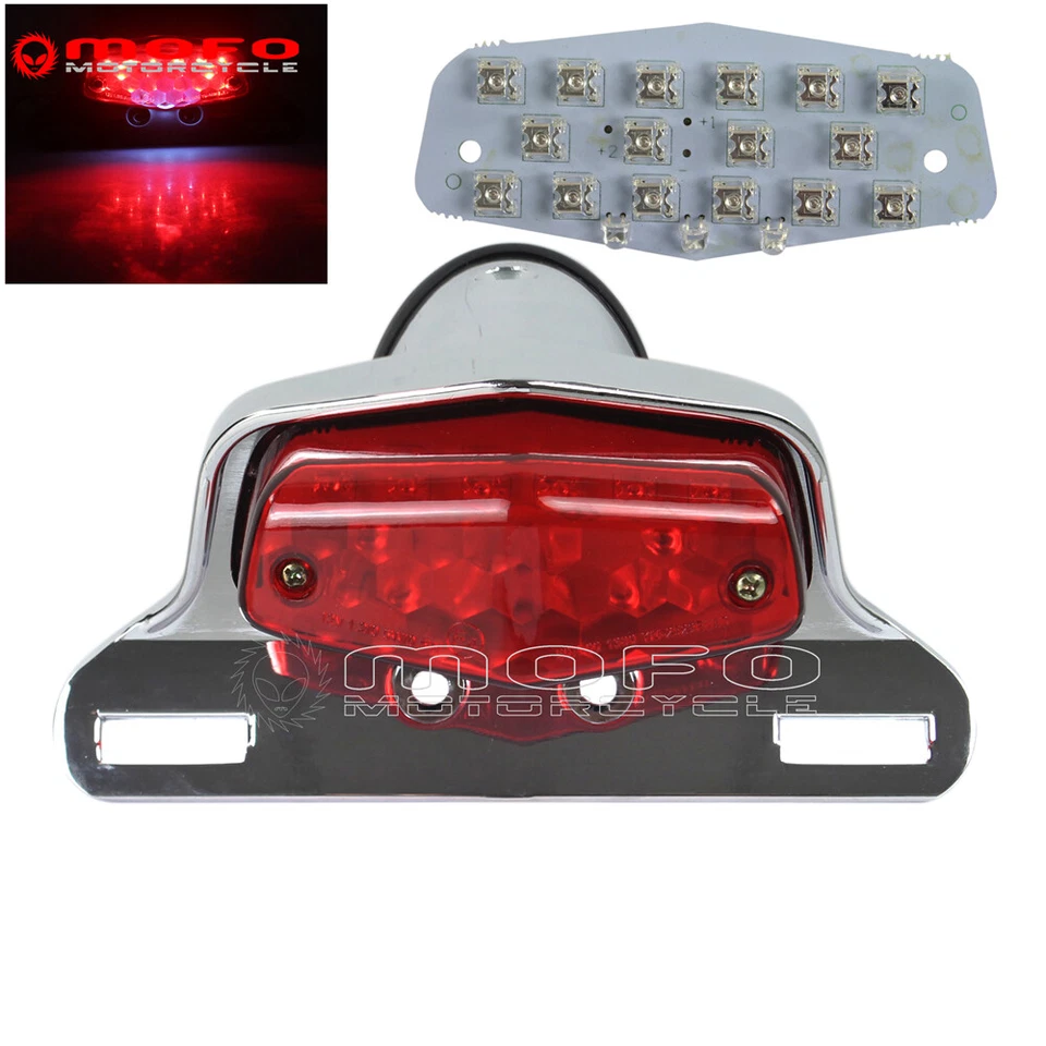 Luz trasera LED retro para motocicleta estilo Lucas luz de matrícula para Harley Bobber Foto 3 de 4