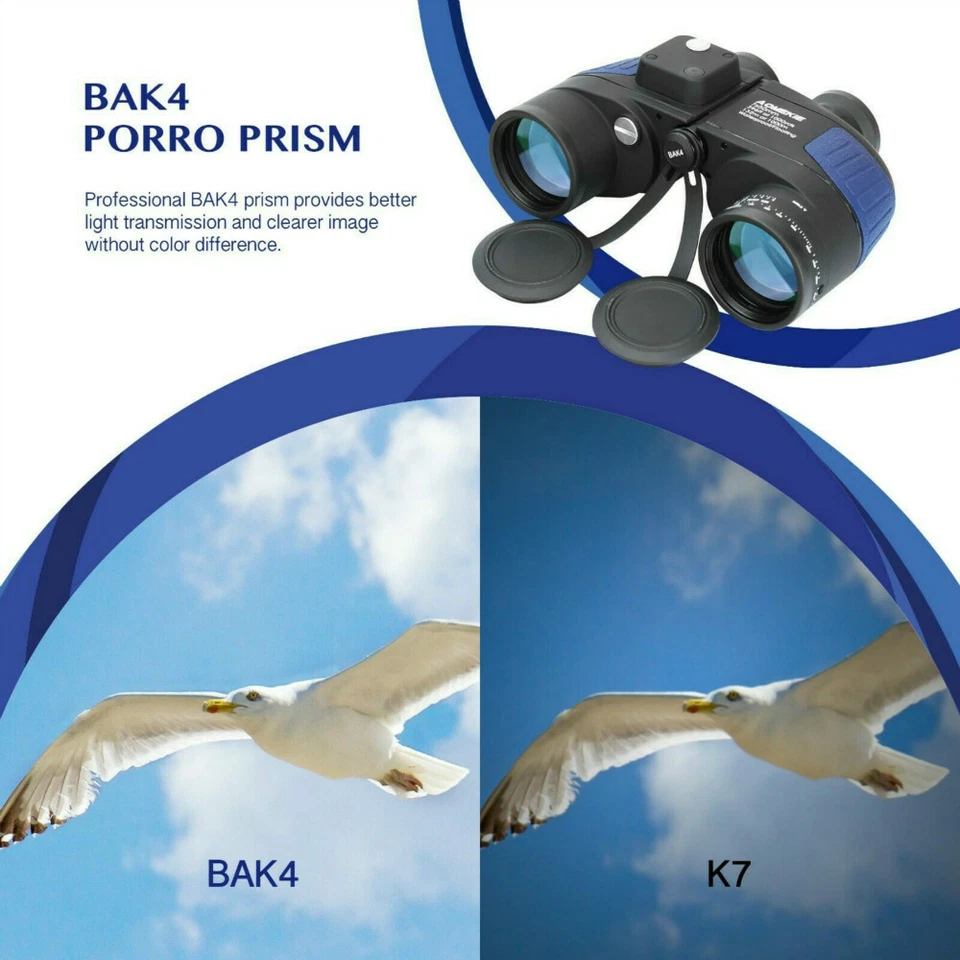 7X50 Waterproof Binoculars with Rangefinder Compass HD BAK4 for Hunting Briding - Image 4 of 4