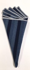 Pocket Square Blue Striped With Gray Stitched Border By Squaretrapny.com