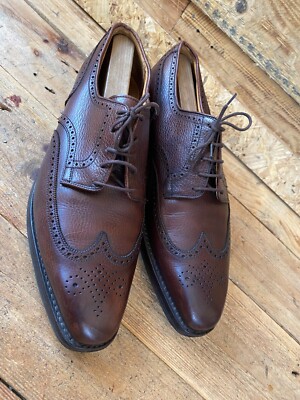 Crockett and jones Rugby brown pebble grain oxford leather shoes