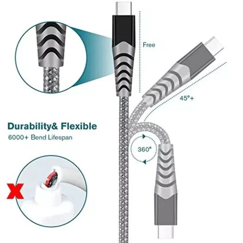 HeavyDuty USB Type C Charging Cable Braided Fast Phone Charger Long Lead 2M 3M - Picture 4 of 5