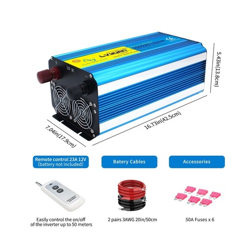 Yinleader 3500 Watt Pure Sine Wave Power Inverter 12V DC to 110V/120V AC Conv... - Bild 5 von 7