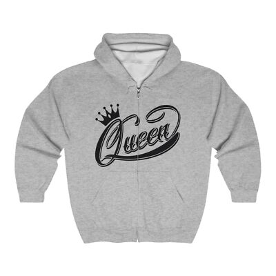 Queen Hoodie, Royal Sweatshirt, Crowned Full Zip Jacket, Regal Hooded Top