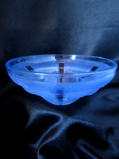 Belle BOBECHE LAMPE ART DECO 17cm Coupelle Verre Cristal Bleu Lustre Applique