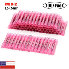 100Pcs Red Heat Shrink Butt Wire Connectors Crimp Terminals AWG 16-22 Gauge US