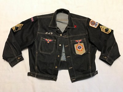 Vietnam Veteran Braxton Denim Jean Jacket with Patches Mens Size Large sww1