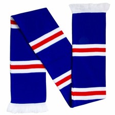 New Rangers Football Fans Retro Blue, Red & White Match Day Knitted Scarf
