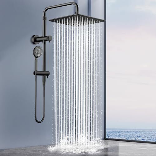 All Metal Rainfall Shower Heads with Handheld Combo 10 Inch High
