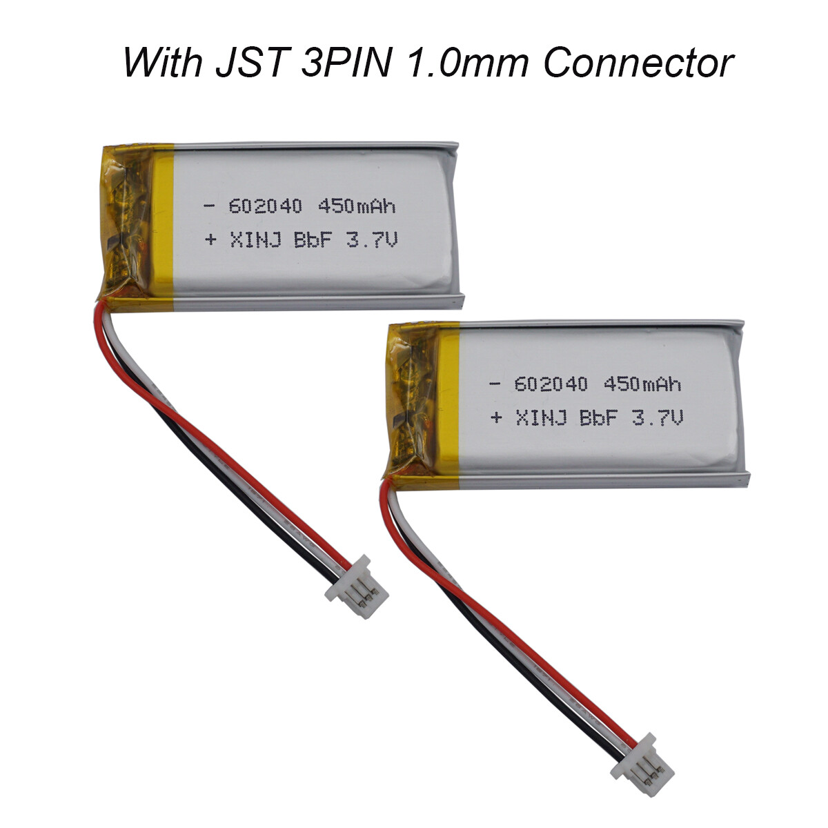 2pcs 3.7V 450mAh 1.665Wh Li Battery 602040 JST 3Pin 1.0mm For GPS Car Dashcam