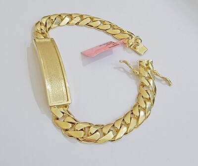 Real 14k Gold Bracelet ID Name Plate Inch Miami Cuban Link - Main Image