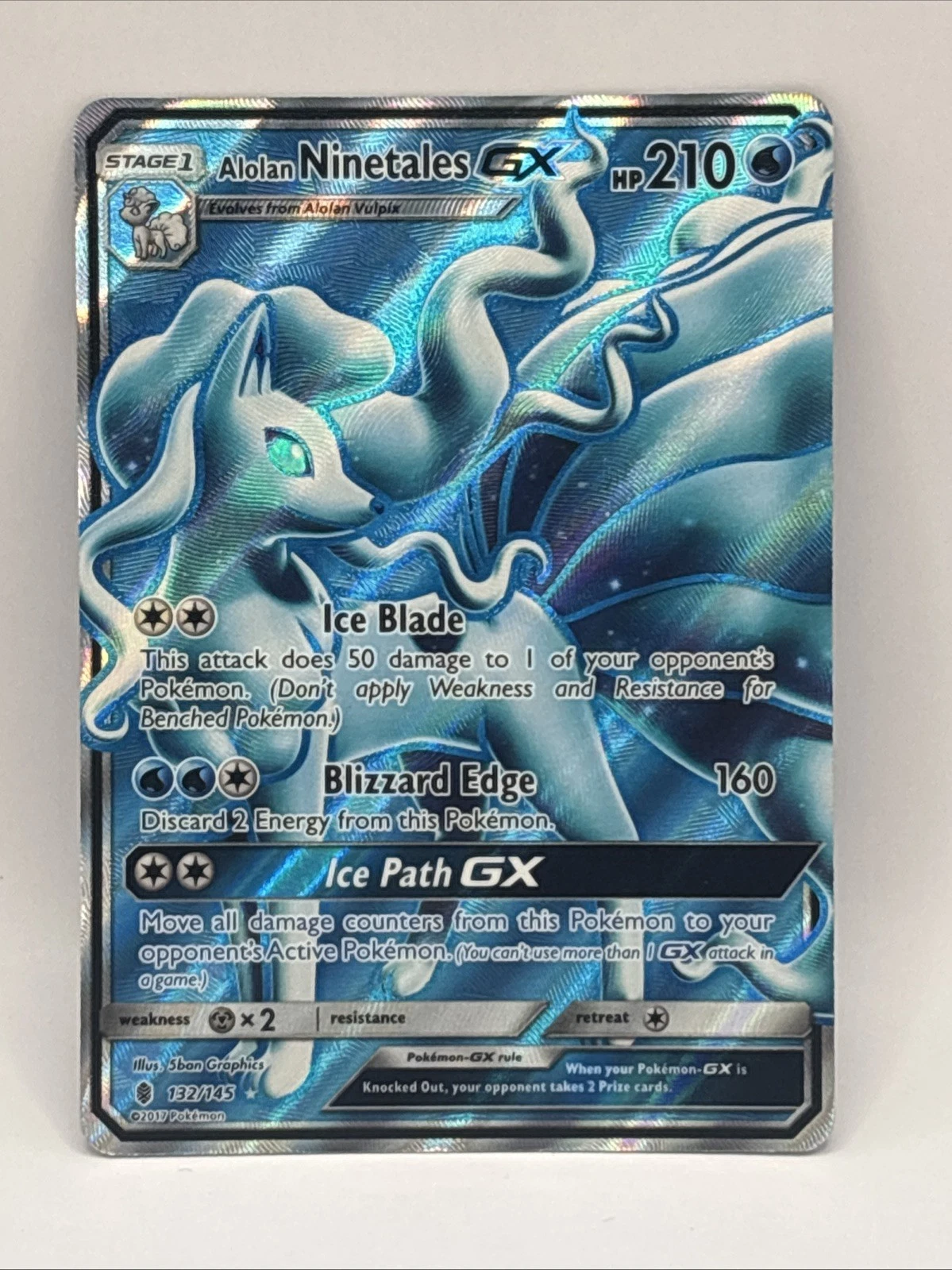 Pokémon Alolan Ninetales GX Full Art Ultra Rare Holo SM-Guardians Rising 132/145
