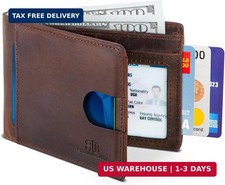 SERMAN BRANDS RFID Blocking Slim Bifold Genuine Leather Thin Minimalist Front Po