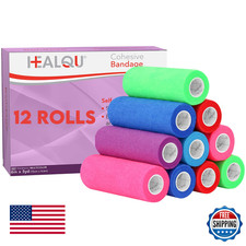 HEALQU Self-Adhesive Cohesive Bandage Wrap   Athletic Sports Tape 6"x5yd