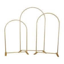 Metal Arch Backdrop Stand Set 3pcs Gold Wedding Balloon Frame 4x7ft