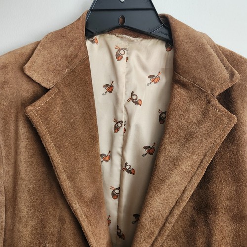 Men's Vintage Suede Blazer Jacket 80’s Saks Fifth Ave Cognac Caramel Sz 40 - Picture 2 of 19