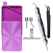 Diamond Painting Pen Kit, Tips, Diamond Art Tray with Lids, Tweezer, Purple