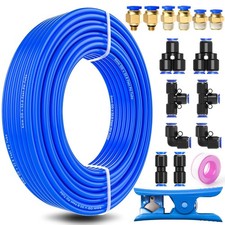 mxuteuk 6mm Air Line Tubing Kit,6mm Hose Kit,6 mm x 32.8 OD, Blue 