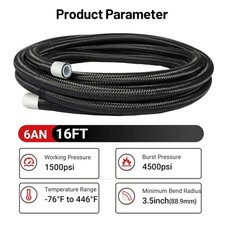 6AN 16FT PTFE Fuel Line Kit AN6 E85 Nylon Braided Fuel Hose 5/16Inch ID NEW