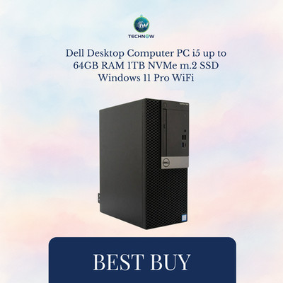 Dell Desktop Computer PC i7, up to 64GB RAM, 4TB SSD, Windows 11 Pro, WiFi BT