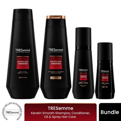 TRESemme Keratin Smooth Shampoo, Conditioner, Öl & Spray Haarpflege Bundle Set
