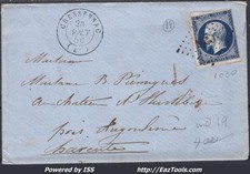 FRANCE N°14A SUR LETTRE AVEC PC 1030 CRESSENSAC LOT + CAD DU 28/08/1856