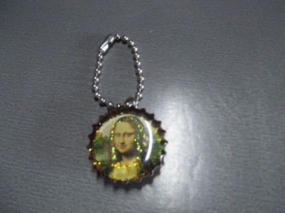 Unique Collectible Key Chain Metal 1''in Mona Lisa Bottle Cap Key Chain