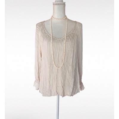 Talbots Silk Blouse 14 Cream Excellent Quiet Luxury Romance Top Shirt