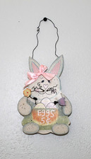 Rustic Wooden Easter Bunny Wall/Door Hanger   7"   Eggs 5  Sign   Spring Decor