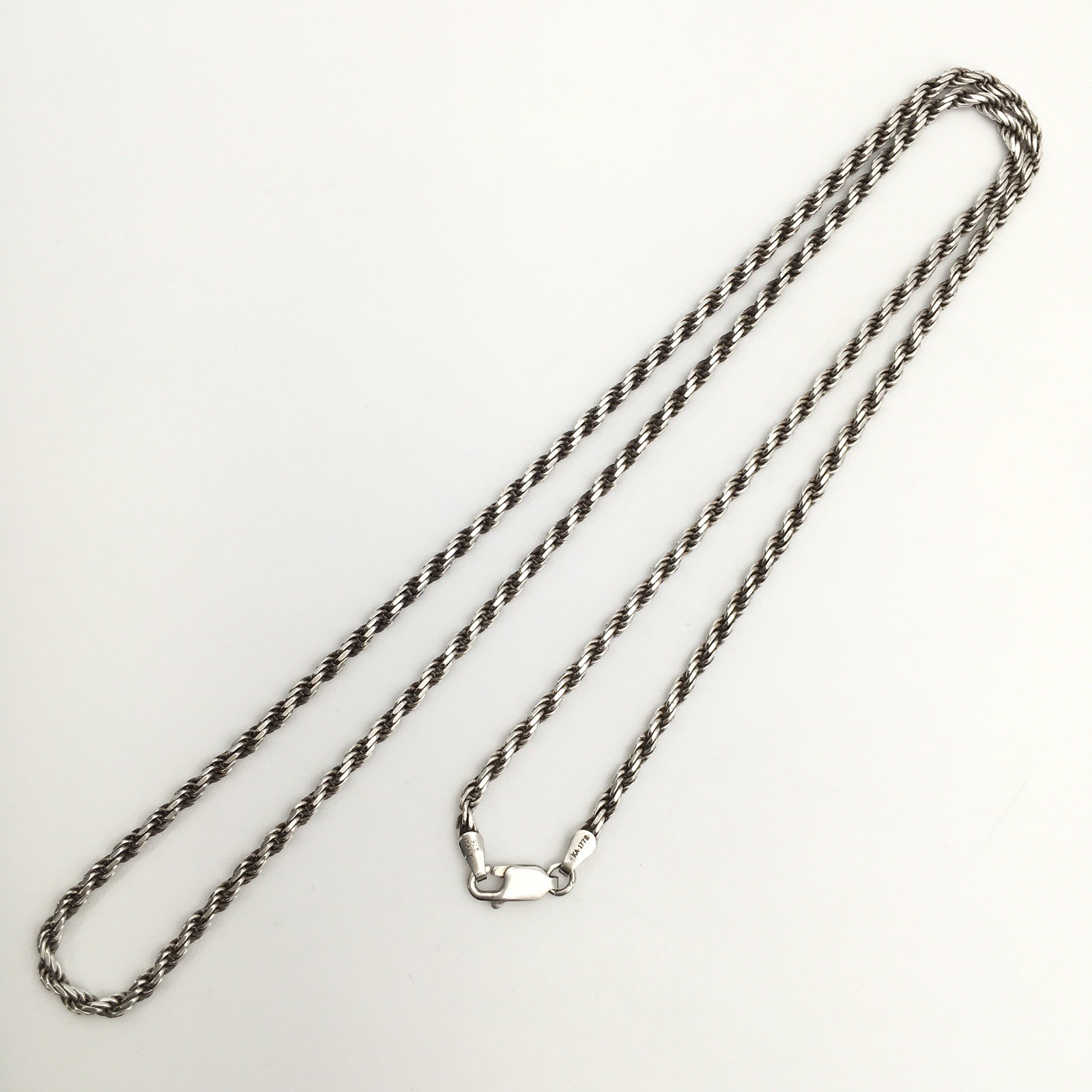 Sterling Silver KARIZIA 3mm Rope Chain Necklace 24” Marked 925 Italy 15.9g #63