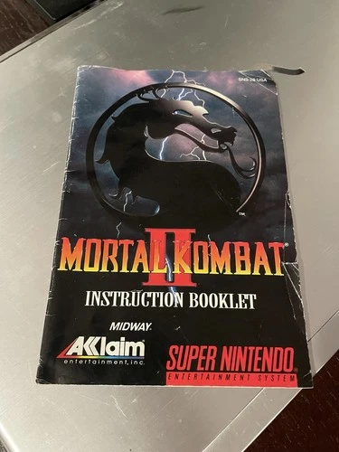 Mortal Kombat II Instruction Manual Retro Vintage Super Nintendo MK2