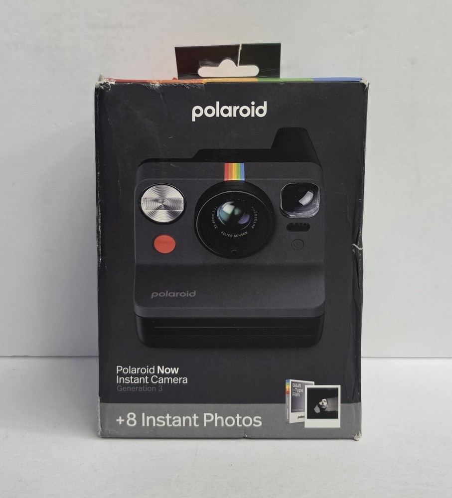 Polaroid Now Instant Camera Gen 3 Black + B&W Film Bundle 8 Photos