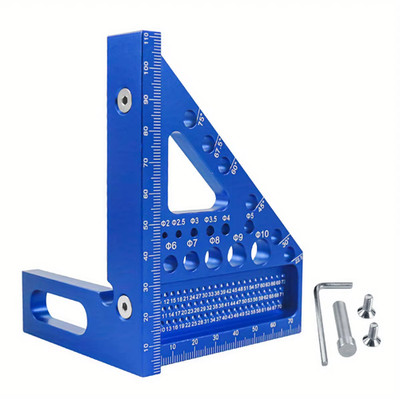 Woodworking Square Protractor, Woodworking Square with Dowel Pins,Aluminum Alloy