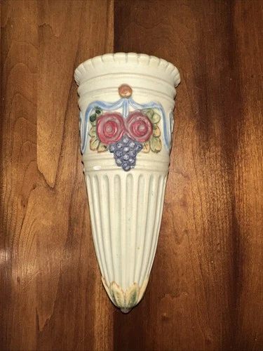 Antique Weller Roma Blue Stripe Wall Pocket EUC