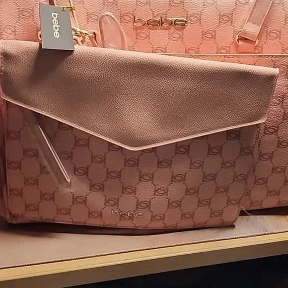 BEBE Tanya monogram tote w/ pouch - BLUSH - Image 4 of 4