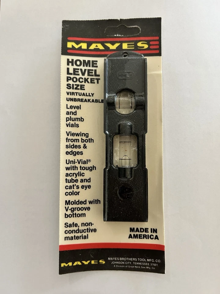(Qty 2) Vintage NOS MAYES MML5 Plastic Midget Pocket Level 5 Inch Black  🇺🇸 - Image 2 of 3
